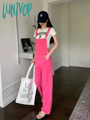 Lunivop Women’s Rose Pink Denim Strap Pants Spring Summer New Vintage Street Style Rompers Young