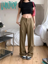 Lunivop Women’s Solid Color Straight Tube Casual Pants Spring Summer New Office Girl Commuter