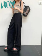 Lunivop Women’s Solid Color Straight Tube Casual Pants Spring Summer New Office Girl Commuter