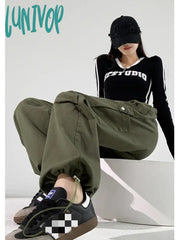 Lunivop Women’s Street Style Design Drawstring Sports Pants Fashion Solid Color Female High