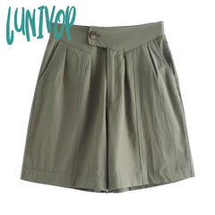 Lunivop Women’s Thin Suit Knee Length Shorts Summer New Chic Commuter Style Office Girl High