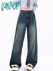Lunivop Women’s Vintage American High Waist Wide Legs Jeans Spring Fashion Denim Pants Streetwear