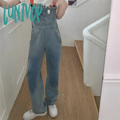 Lunivop Women’s Vintage Blue Denim Rompers Strap Pants Spring Autumn New Chic Fashion Casual