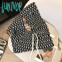 Lunivop Women’s Vintage Geometric Patterns High Waist Pants Chic Retro Style Young Girl Wide-Leg