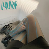 Lunivop Women’s Vintage Sexy Black Vertical Stripes Pattern Stretchy Tights Pantyhose Stockings