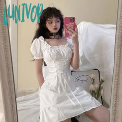 Lunivop Women’s White Mini Dress Summer A Line Short For Girl Kawaii Beach Party Birthday