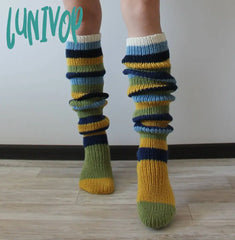 Lunivop Women’s Wool Knee Socks Leg Warmers Fashion Y2K Leggings Striped Long Knitted Stacked