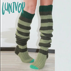 Lunivop Women’s Wool Knee Socks Leg Warmers Fashion Y2K Leggings Striped Long Knitted Stacked