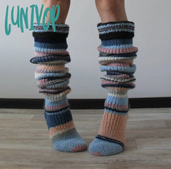 Lunivop Women’s Wool Knee Socks Leg Warmers Fashion Y2K Leggings Striped Long Knitted Stacked