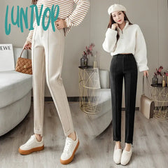 Lunivop Woolen Pants Women’s Harem Pencil Autumn Winter High Waist Casual Suit Office Lady Women