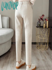 Lunivop Woolen Pants Women’s Harem Pencil Autumn Winter High Waist Casual Suit Office Lady Women