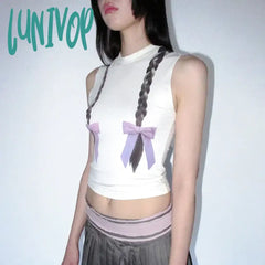 Lunivop Y2K 2000S Tops Braid Print Sleeveless Graphic T Shirts Summer 2024 Tank Top Streetwear