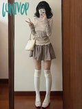 Lunivop Y2K Aesthetic All Match Long Sleeve T-Shirts Ruffled Button Design Knitted Top Women