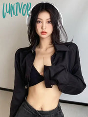 Lunivop Y2K Aesthetic Backless Solid Sexy Crop Top Fashion Women Harajuku Streetwear Coats Korean