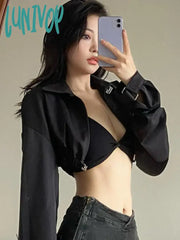 Lunivop Y2K Aesthetic Backless Solid Sexy Crop Top Fashion Women Harajuku Streetwear Coats Korean