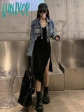 Lunivop Y2K Aesthetic Denim Women Loose Cropped Coats Korean Chic Autumn Vintage Jeans Jackets