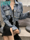 Lunivop Y2K Aesthetic Denim Women Loose Cropped Coats Korean Chic Autumn Vintage Jeans Jackets