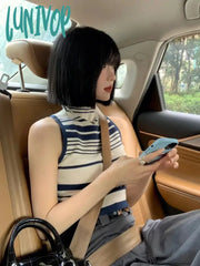 Lunivop Y2K Aesthetic Streetwear Vintage Striped Tank Top 2024 Spring Slim Sleeveless Cropped Tops