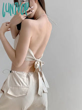 Lunivop Y2K Basic Backless Tank Top Women Streetwear Sexy Bandage Halter Female Solid Color Casual