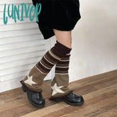Lunivop Y2K Brown Star Leg Warmers Stockings Knitted Socks Gothic Cover Japanese Jk Hot Girl