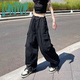 Lunivop Y2K Cargo Pants Women Oversized Wide Leg Sweatpants Streetwear High Waist Baggy Joggers