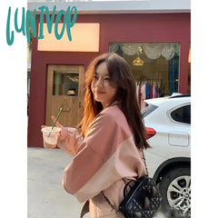 Lunivop Y2K Cropped Pu Leather Jackets Women Streetwear Oversized Patchwork Coat Harajuku Korean