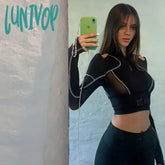 Lunivop Y2K E-Girl Emo T-Shirt Women Buckle Patchwork Hollow Long Sleeve Cyberpunk Streetwear Mall