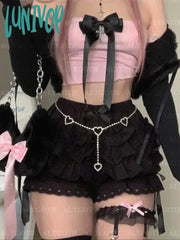 Lunivop Y2K Fairycore Grunge Jk Lolita Skirt Shorts Women Punk Gothic Cute Kawaii Bow Patchwork