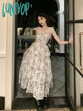 Lunivop Y2K Fairycore White Graduation Dress Women Korean Style One Piece Slip Floral Dresses