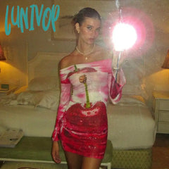 Lunivop Y2K Fruit Print Off Shoulder Long Sleeve Dress Fall Sexy Clothes For Ladies Club Mini