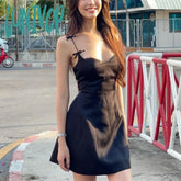 Lunivop Y2K Gothic Black Sexy Corset Summer Dress Women Streetwear Backless Sleeveless Lolita Mini