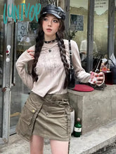 Lunivop Y2K Gothic Hooded Graphic Crop T Shirts Women Grunge Punk Aesthetic Tops Streetwear Vintage