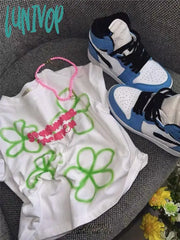 Lunivop Y2K Graphic Crop T Shirts Women Harajuku Fashion Aesthetic Tops Femme Kpop Grunge Casual