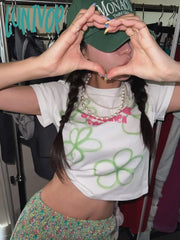 Lunivop Y2K Graphic Crop T Shirts Women Harajuku Fashion Aesthetic Tops Femme Kpop Grunge Casual