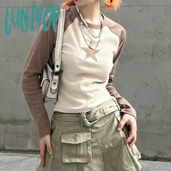 Lunivop Y2K Grunge Graphic T Shirts Women American Vintage Star Streetwear Sexy Crop Tops Female