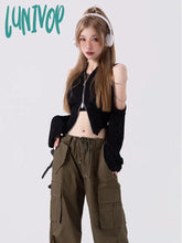 Lunivop Y2K Harajuku Solid Crop Top Women Korean Streetwear Zipper T Shirts Off Shoulder Balck Tees
