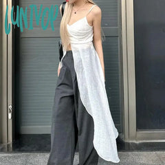 Lunivop Y2K Korean Fashion Solid Split Crop Tops Women Grunge Sexy Sleeveless Corset Tank Top V