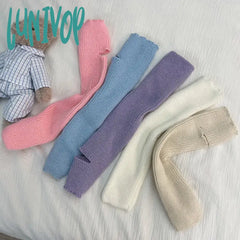 Lunivop Y2K Leg Warmers Footstep Japanese Lolita Sock Cover Macaron Color Socks Knitted Foot Women