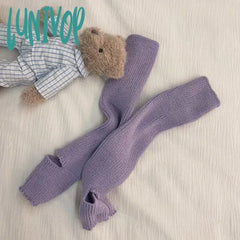 Lunivop Y2K Leg Warmers Footstep Japanese Lolita Sock Cover Macaron Color Socks Knitted Foot Women