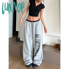 Lunivop Y2K Oversized Sweatpants Women Harajuku Print Patchwork Joggers Streetwear Wide Leg Pants
