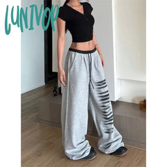 Lunivop Y2K Oversized Sweatpants Women Harajuku Print Patchwork Joggers Streetwear Wide Leg Pants