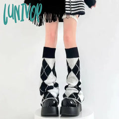 Lunivop Y2K Punk Knitted Leg Warmers Star Gothic Cross Harajuku Women Heart Socks Calf Boots Cover