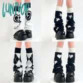 Lunivop Y2K Punk Knitted Leg Warmers Star Gothic Cross Harajuku Women Heart Socks Calf Boots Cover