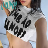Lunivop Y2K Sexy Punk Vintage Goth T Shirt Summer Clothes For Women Fashion Crop Top Harajuku Print