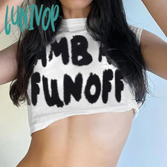 Lunivop Y2K Sexy Punk Vintage Goth T Shirt Summer Clothes For Women Fashion Crop Top Harajuku Print