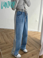 Lunivop Y2K Splice High Waist Drawstring Inset Slim Casual Pants Clothes Cargo Pants Women