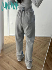 Lunivop Y2K Splice High Waist Drawstring Inset Slim Casual Pants Clothes Cargo Pants Women