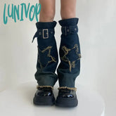 Lunivop Y2K Star Strap Denim Leg Warmers Punk Cross Harajuku Covers Gothic Socks Personalized Calf