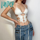 Lunivop Y2K Streetwear Sexy Punk Vintage Goth T Shirt Summer Women Clothes Fashion Crop Top O-Neck