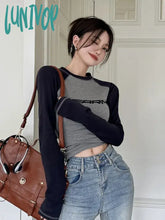 Lunivop Y2K Streetwear Slim Fit T Shirts Women Vintage Korean Fashion Casual Top Female Letter